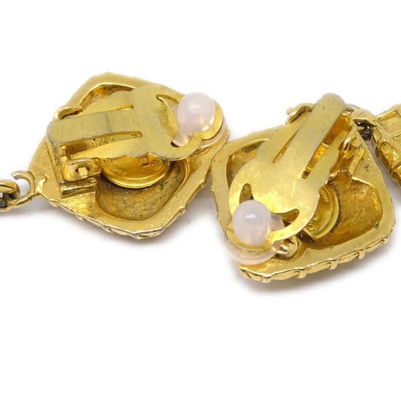 Chanel Bow Dangle Earrings Clip-On Gold 113274 - Picture 3 of 4